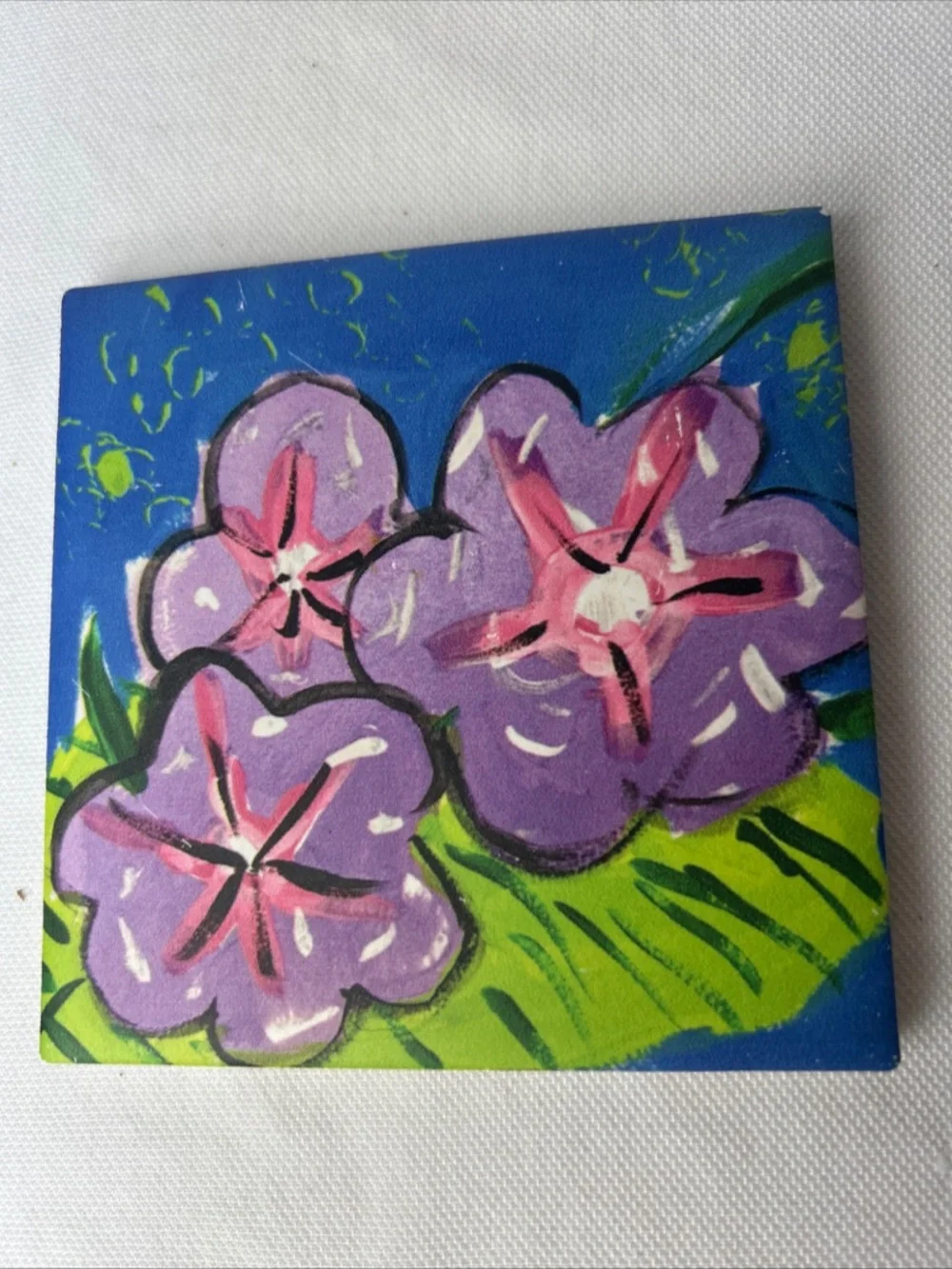 3Pcs Ceramic Tile Art Trivet Coaster Handpainted Artisan Whimsy Decor 4x4